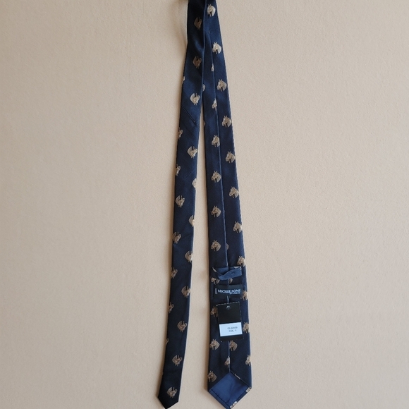 NWT Michelsons of London 100%‎ silk blue Horshead Tie - Picture 4 of 6
